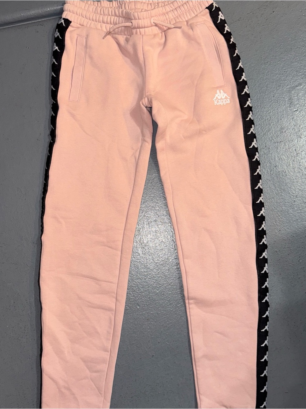 Kappa Kids Light Pink Joggers with Black Logo Tape